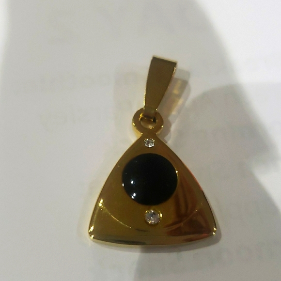 Mens & Womens Black Triangle Pendant Crystal Gold for Chain - Picture 8 of 8